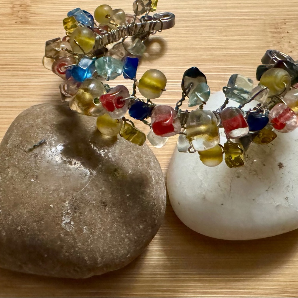 Handmade Multicolor Glass Chip wrist cuff Bracelet